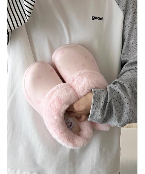 WEGO(ウィゴー)の「26SSエンジェルコア☆星柄ファー厚底クロッグサンダル(サンダル・レディース・ピンク/ブルー/ブラック/アイボリー・MEDIUM/LARGE)」の15枚目の写真