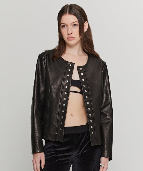 ANDROS(アンドロス)の「Classic Vegetable Leather Jacket (Black)(ライダースジャケット・レディース・その他・SMALL)」の1枚目の写真