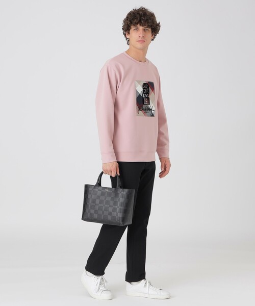 BLACK LABEL CRESTBRIDGE（ブラックレーベル・クレストブリッジ）の「エンボスチェックドライビングトート（トートバッグ・メンズ・ブラック/ベージュ系その他5・FREE）」の4枚目の写真