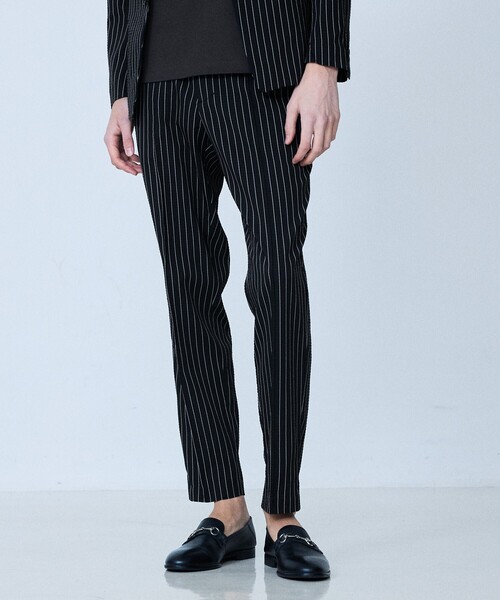 5351 POUR LES HOMMES(ゴーサンゴーイチプールオム)の「【セットアップ対応】Dot Air サッカーストライプ スラックス(スラックス・メンズ・ホワイト/ブラック・50/48/46/44)」の2枚目の写真