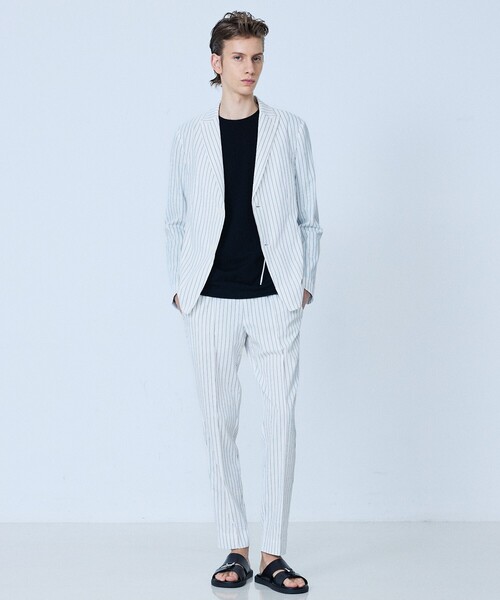 5351 POUR LES HOMMES(ゴーサンゴーイチプールオム)の「【セットアップ対応】Dot Air サッカーストライプ スラックス(スラックス・メンズ・ホワイト/ブラック・50/48/46/44)」の16枚目の写真