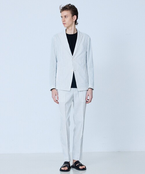 5351 POUR LES HOMMES(ゴーサンゴーイチプールオム)の「【セットアップ対応】Dot Air サッカーストライプ スラックス(スラックス・メンズ・ホワイト/ブラック・50/48/46/44)」の18枚目の写真