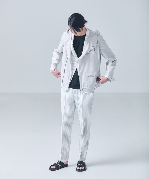 5351 POUR LES HOMMES(ゴーサンゴーイチプールオム)の「【セットアップ対応】Dot Air サッカーストライプ スラックス(スラックス・メンズ・ホワイト/ブラック・50/48/46/44)」の21枚目の写真