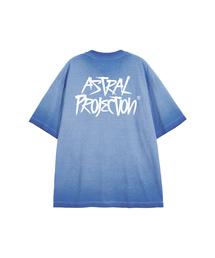 グラフィティレタリングピグメントルーズフィット半袖Tシャツ_ブルー
