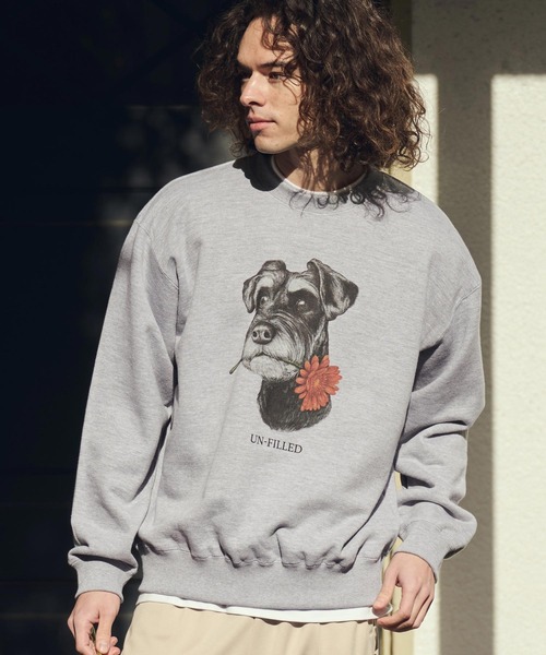 UN-FILLED(アンフィルド)の「msw1838- REAL GERBERA DOG CN SWEAT スウェット(シュナウザー)(SDUF-2602SNZ)(スウェット・メンズ・グレー/ホワイト・XL/L/M)」の5枚目の写真