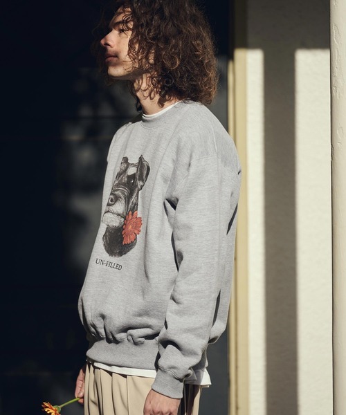 UN-FILLED(アンフィルド)の「msw1838- REAL GERBERA DOG CN SWEAT スウェット(シュナウザー)(SDUF-2602SNZ)(スウェット・メンズ・グレー/ホワイト・XL/L/M)」の6枚目の写真
