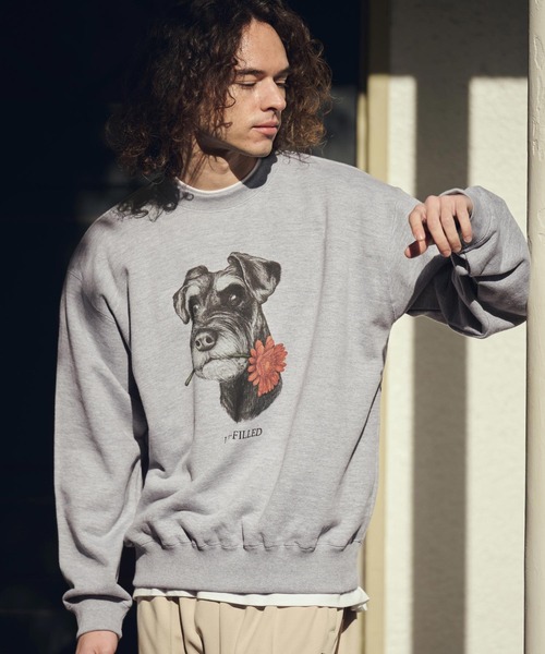 UN-FILLED(アンフィルド)の「msw1838- REAL GERBERA DOG CN SWEAT スウェット(シュナウザー)(SDUF-2602SNZ)(スウェット・メンズ・グレー/ホワイト・XL/L/M)」の7枚目の写真