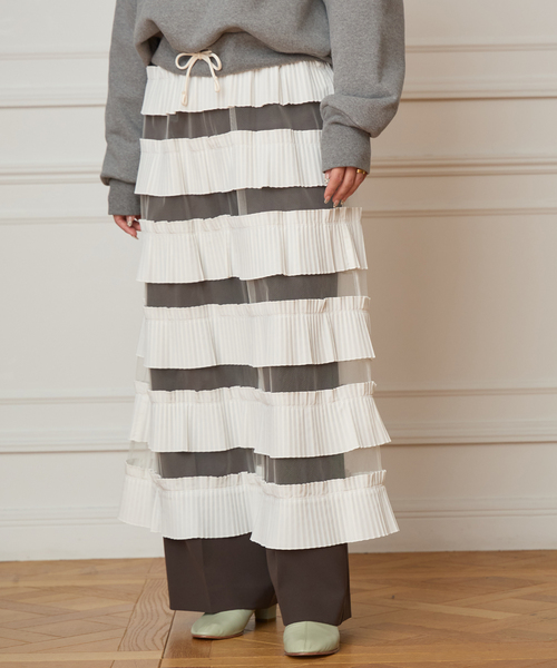 IENA LA BOUCLE（イエナラブークル）の「IENA LA BOUCLE ダンダンプリーツスカート（スカート・レディース・ホワイト・FREE）」の2枚目の写真