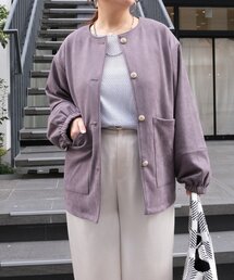 ノーカラースエードブルゾン