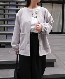 Chez toi | ノーカラースエードブルゾン(ブルゾン)