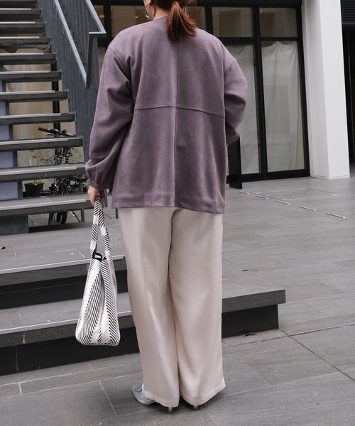 Chez toi（シェトワ）の「ノーカラースエードブルゾン（ブルゾン・レディース・アイボリー/チャコールグレー/ブルー・FREE）」の8枚目の写真