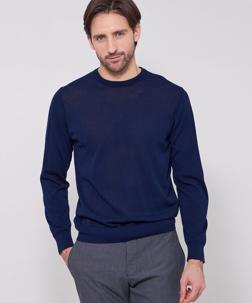 MACKINTOSH LONDON（マッキントッシュ ロンドン）の「【WEB・一部店舗限定】ハイゲージコットンクルーネックニット（ニット/セーター・メンズ・ネイビー/ブルー系その他4/グレー・XL/L/M）」の2枚目の写真