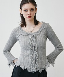 MONOe（モノエ）の「【大人フェミニン】レースドッキングリブカーディガン（ニット/セーター）」