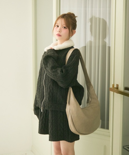 TITTY&CO.（ティティーアンドコー）の「ニットジップセットアップ（セットアップ・レディース・グレー/ブラウン/ライトグレー・FREE）」の15枚目の写真