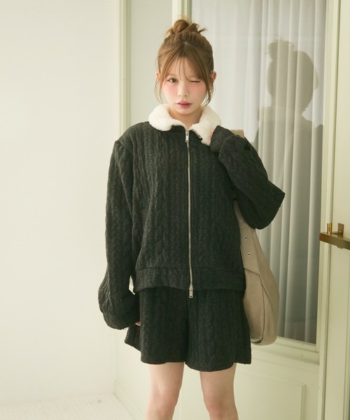 TITTY&CO.（ティティーアンドコー）の「ニットジップセットアップ（セットアップ・レディース・グレー/ブラウン/ライトグレー・FREE）」の16枚目の写真