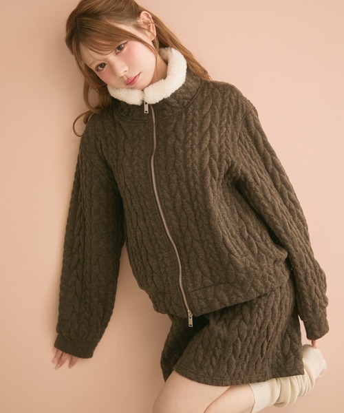 TITTY&CO.（ティティーアンドコー）の「ニットジップセットアップ（セットアップ・レディース・グレー/ブラウン/ライトグレー・FREE）」の19枚目の写真