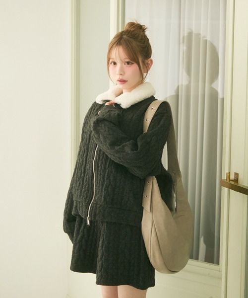 TITTY&CO.（ティティーアンドコー）の「ニットジップセットアップ（セットアップ・レディース・グレー/ブラウン/ライトグレー・FREE）」の12枚目の写真