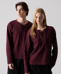 【CLEL】Functionary Thermal Lace-Up T-Shirt / ファンクショナリー サーマルレースアップTシャツ(ロンT)(抗菌防臭/吸水速乾)