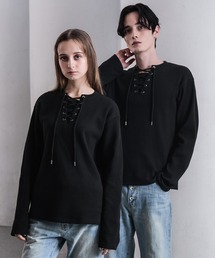 CLEL | 【CLEL】Functionary Thermal Lace-Up T-Shirt / ファンクショナリー サーマルレースアップTシャツ(ロンT)(Tシャツ/カットソー)