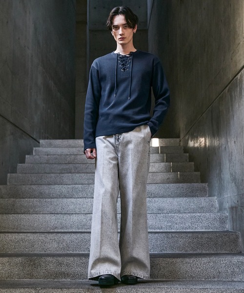 CLEL（クレイル）の「【CLEL】Functionary Thermal Lace-Up T-Shirt / ファンクショナリー サーマルレースアップTシャツ(ロンT)（Tシャツ/カットソー・メンズ・ワイン/グレイッシュベージュ/杢グレー/ネイビー/ブラック・S/M/L/XS）」の20枚目の写真