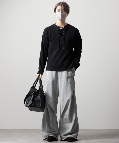 CLEL(クレイル)の「【CLEL】Functionary Thermal Lace-Up T-Shirt / ファンクショナリー サーマルレースアップTシャツ(ロンT)(抗菌防臭/吸水速乾)(Tシャツ/カットソー・メンズ・ワイン/グレイッシュベージュ/杢グレー/ネイビー/ブラック・S/M/L/XS)」の20枚目の写真