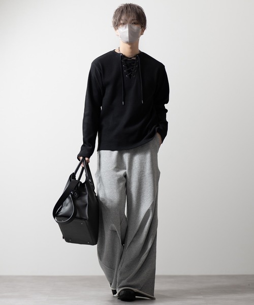 CLEL(クレイル)の「【CLEL】Functionary Thermal Lace-Up T-Shirt / ファンクショナリー サーマルレースアップTシャツ(ロンT)(抗菌防臭/吸水速乾)(Tシャツ/カットソー・メンズ・ワイン/グレイッシュベージュ/杢グレー/ネイビー/ブラック・S/M/L/XS)」の21枚目の写真