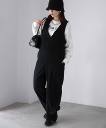 Riberry | ピーチ起毛Vネックサロペット(サロペット/オーバーオール)