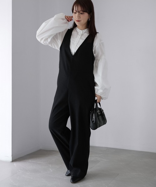 Riberry（リベリー）の「ピーチ起毛Vネックサロペット（サロペット/オーバーオール・レディース・ブラック・FREE）」の19枚目の写真