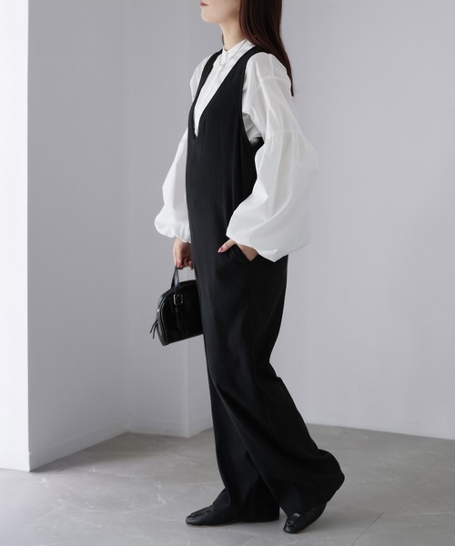 Riberry（リベリー）の「ピーチ起毛Vネックサロペット（サロペット/オーバーオール・レディース・ブラック・FREE）」の20枚目の写真