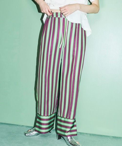 OMMO（オーエムエムオー）の「MULTI STRIPE PT（その他パンツ・レディース・ピンク/グリーン・36/38）」の2枚目の写真