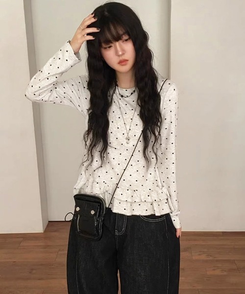 CERCA(チェルカ)の「HALEY PESCA/ドット柄 フリルカットソー(Tシャツ/カットソー・レディース・ライトグレー・SMALL/MEDIUM/LARGE/X-LARGE)」の6枚目の写真