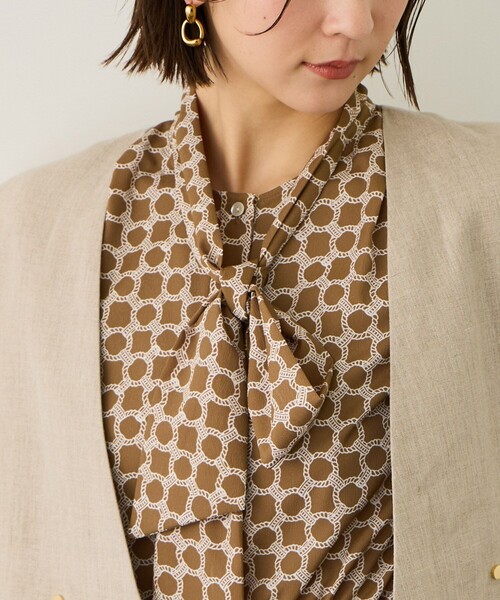 ROPE'(ロペ)の「ship's rope' オリジナルプリントプリーツタイワンピース(シャツワンピース・レディース・ネイビー/キャメル・36/38)」の15枚目の写真