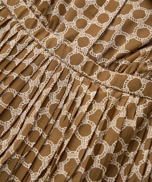 ROPE'(ロペ)の「ship's rope' オリジナルプリントプリーツタイワンピース(シャツワンピース・レディース・ネイビー/キャメル・36/38)」の6枚目の写真