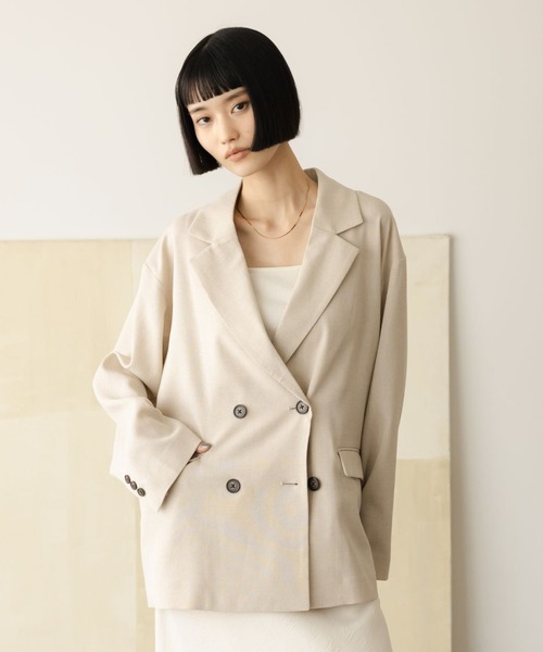 LOWRYS FARM（ローリーズファーム）の「ホップサックダブルジャケット 602803（その他アウター・レディース・チャコールグレー/ブラウン/ベージュ・FREE）」の3枚目の写真