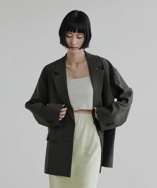 LOWRYS FARM（ローリーズファーム）の「ホップサックダブルジャケット 602803（その他アウター・レディース・チャコールグレー/ブラウン/ベージュ・FREE）」の2枚目の写真