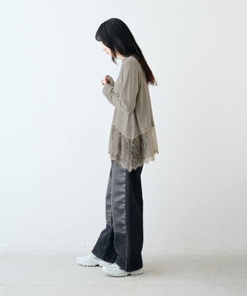 MEDE19F(メデジュウキュウ)の「MEDE19F ヘムレーストップス(Tシャツ/カットソー・レディース・ホワイト/ブラック/グレイッシュベージュ・L/3L/LL/M)」の5枚目の写真