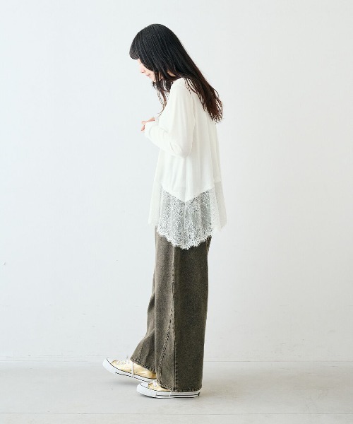 MEDE19F(メデジュウキュウ)の「MEDE19F ヘムレーストップス(Tシャツ/カットソー・レディース・ホワイト/ブラック/グレイッシュベージュ・L/3L/LL/M)」の8枚目の写真