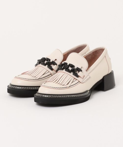 LANVIN en Bleu(ランバンオンブルー)の「スタッズモチーフフリンジローファー(ローファー・レディース・ブラック/アイボリー・22.5cm/23.0cm/23.5cm/24.0cm/24.5cm/22.0cm)」の1枚目の写真