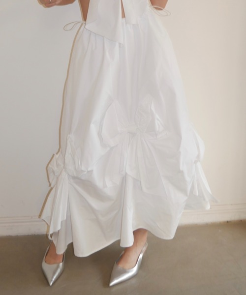 HONEY MI HONEY(ハニーミーハニー)の「taffeta ribbon drape skirt(スカート・レディース・ブラック/ピンク/ホワイト・FREE)」の2枚目の写真