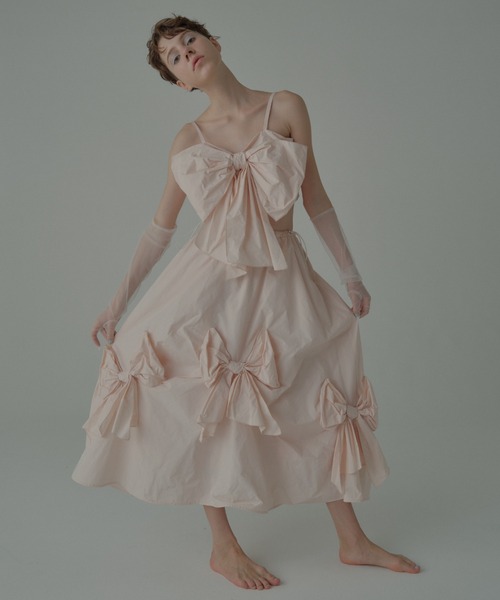 HONEY MI HONEY(ハニーミーハニー)の「taffeta ribbon drape skirt(スカート・レディース・ブラック/ピンク/ホワイト・FREE)」の5枚目の写真