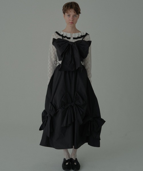 HONEY MI HONEY(ハニーミーハニー)の「taffeta ribbon drape skirt(スカート・レディース・ブラック/ピンク/ホワイト・FREE)」の9枚目の写真