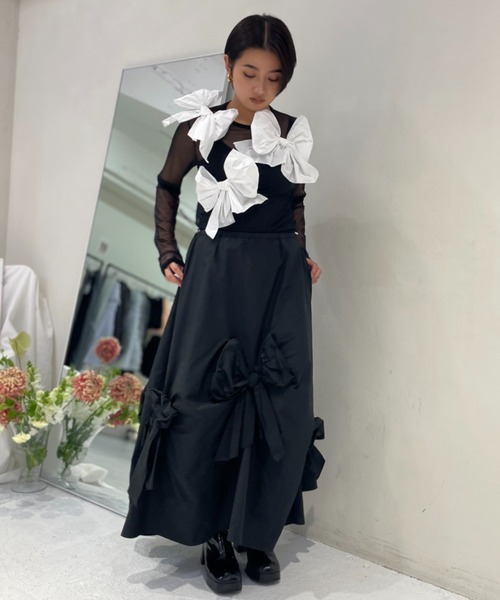 HONEY MI HONEY(ハニーミーハニー)の「taffeta ribbon drape skirt(スカート・レディース・ブラック/ピンク/ホワイト・FREE)」の19枚目の写真