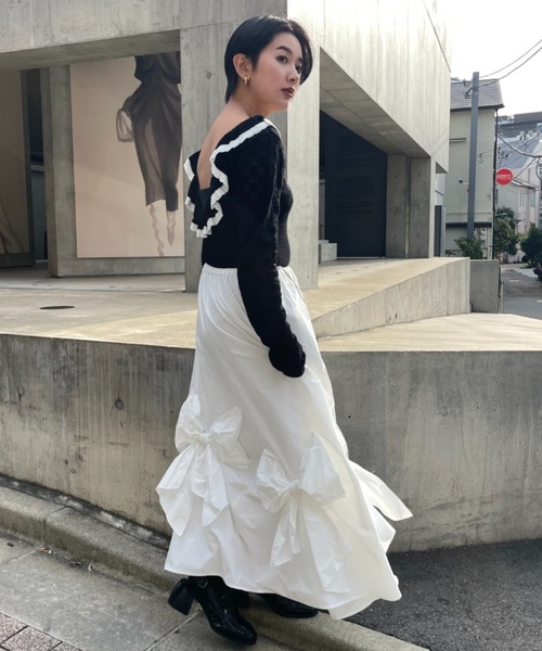 HONEY MI HONEY(ハニーミーハニー)の「taffeta ribbon drape skirt(スカート・レディース・ブラック/ピンク/ホワイト・FREE)」の17枚目の写真
