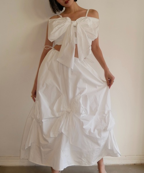 HONEY MI HONEY(ハニーミーハニー)の「taffeta ribbon drape skirt(スカート・レディース・ブラック/ピンク/ホワイト・FREE)」の12枚目の写真