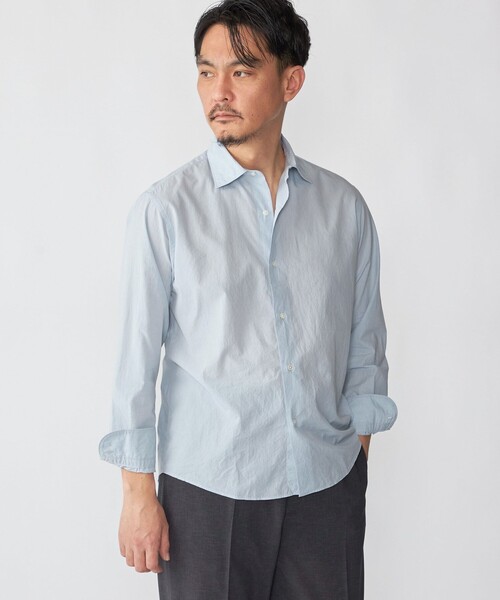 SHIPS（シップス）の「SHIPS: スムース テックス ワイドカラー シャツ（シャツ/ブラウス・メンズ・トップグレー/ライトブルー/スカイブルー/ホワイト/ライトグリーン・SMALL/MEDIUM/LARGE/X-LARGE）」の4枚目の写真