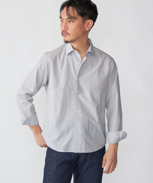 SHIPS（シップス）の「SHIPS: スムース テックス ワイドカラー シャツ（シャツ/ブラウス・メンズ・トップグレー/ライトブルー/スカイブルー/ホワイト/ライトグリーン・SMALL/MEDIUM/LARGE/X-LARGE）」の2枚目の写真