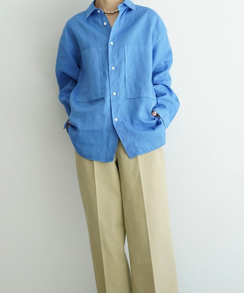 STILL BY HAND(スティルバイハンド)の「【STILL BY HAND】Garment-dye over shirt(シャツ/ブラウス・メンズ・ブラック/クリーム/ライトブルー・46/48)」の7枚目の写真