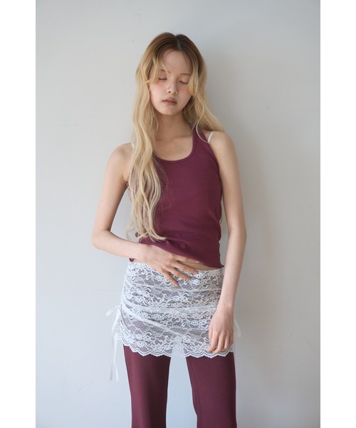 Smyeon(スミョン)の「Lace layered flare pants/レースレイヤードフレアパンツ(その他パンツ・レディース・パープル/ブラウン/チャコールグレー・MEDIUM/SMALL)」の5枚目の写真