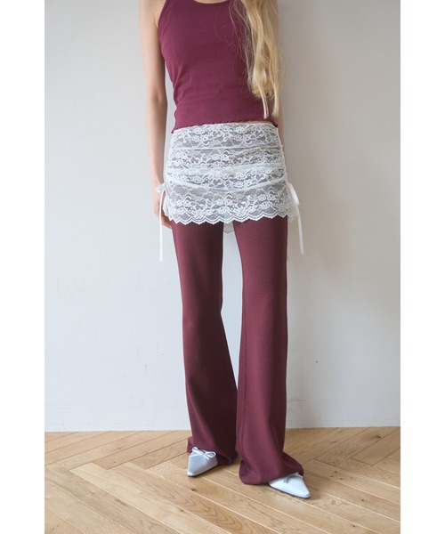 Smyeon(スミョン)の「Lace layered flare pants/レースレイヤードフレアパンツ(その他パンツ・レディース・パープル/ブラウン/チャコールグレー・MEDIUM/SMALL)」の6枚目の写真