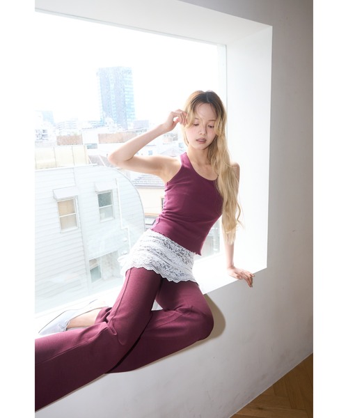 Smyeon(スミョン)の「Lace layered flare pants/レースレイヤードフレアパンツ(その他パンツ・レディース・パープル/ブラウン/チャコールグレー・MEDIUM/SMALL)」の21枚目の写真